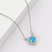 Heart-Shaped Crystal Pendant Necklace with CZ Stone Detailing
