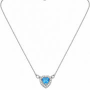 Heart-Shaped Crystal Pendant Necklace with CZ Stone Detailing