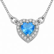 Heart-Shaped Crystal Pendant Necklace with CZ Stone Detailing