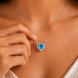 Heart-Shaped Crystal Pendant Necklace with CZ Stone Detailing