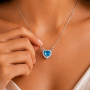 Heart-Shaped Crystal Pendant Necklace with CZ Stone Detailing