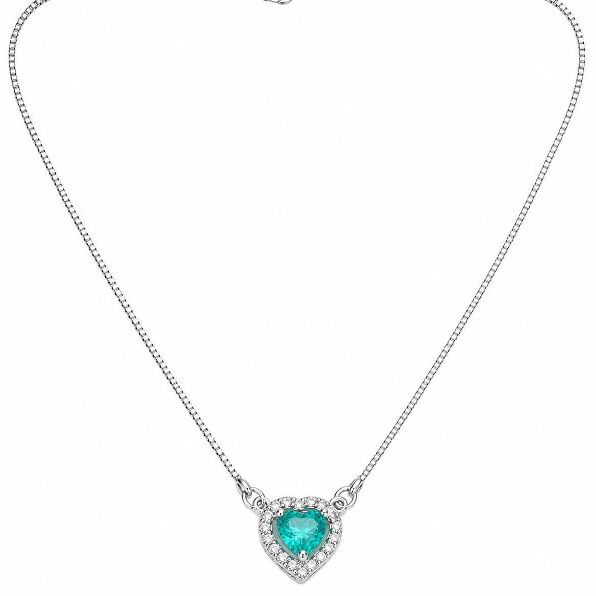 Heart-Shaped Crystal Pendant Necklace with CZ Stone Detailing