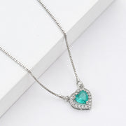 Heart-Shaped Crystal Pendant Necklace with CZ Stone Detailing