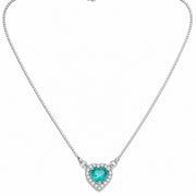Heart-Shaped Crystal Pendant Necklace with CZ Stone Detailing