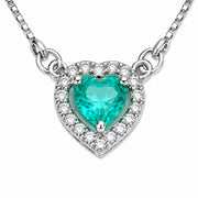 Heart-Shaped Crystal Pendant Necklace with CZ Stone Detailing