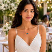 Heart-Shaped Crystal Pendant Necklace with CZ Stone Detailing
