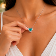 Heart-Shaped Crystal Pendant Necklace with CZ Stone Detailing