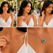 Heart-Shaped Crystal Pendant Necklace with CZ Stone Detailing