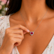 Heart-Shaped Crystal Pendant Necklace with CZ Stone Detailing