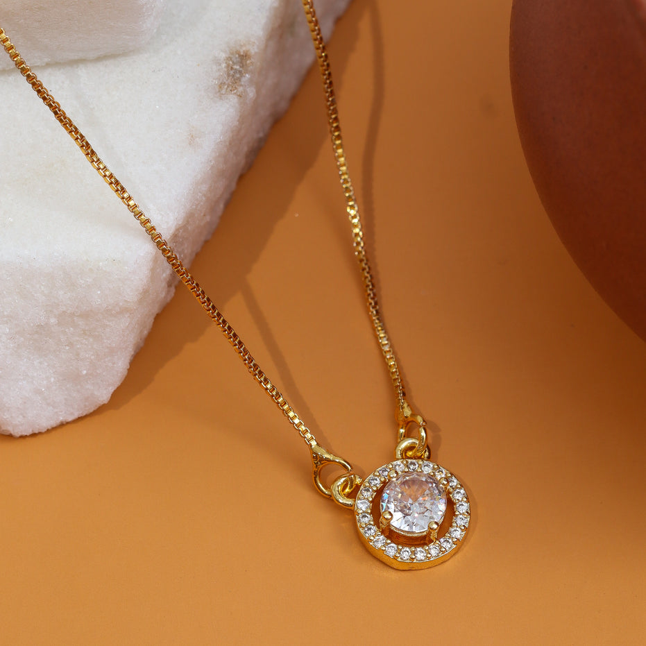 Premium Round CZ Necklace with Brilliant Center Stone