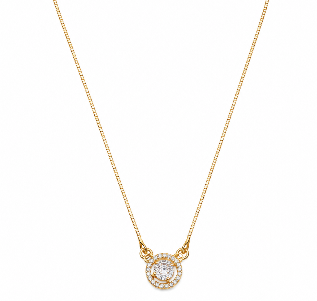 Premium Round CZ Necklace with Brilliant Center Stone