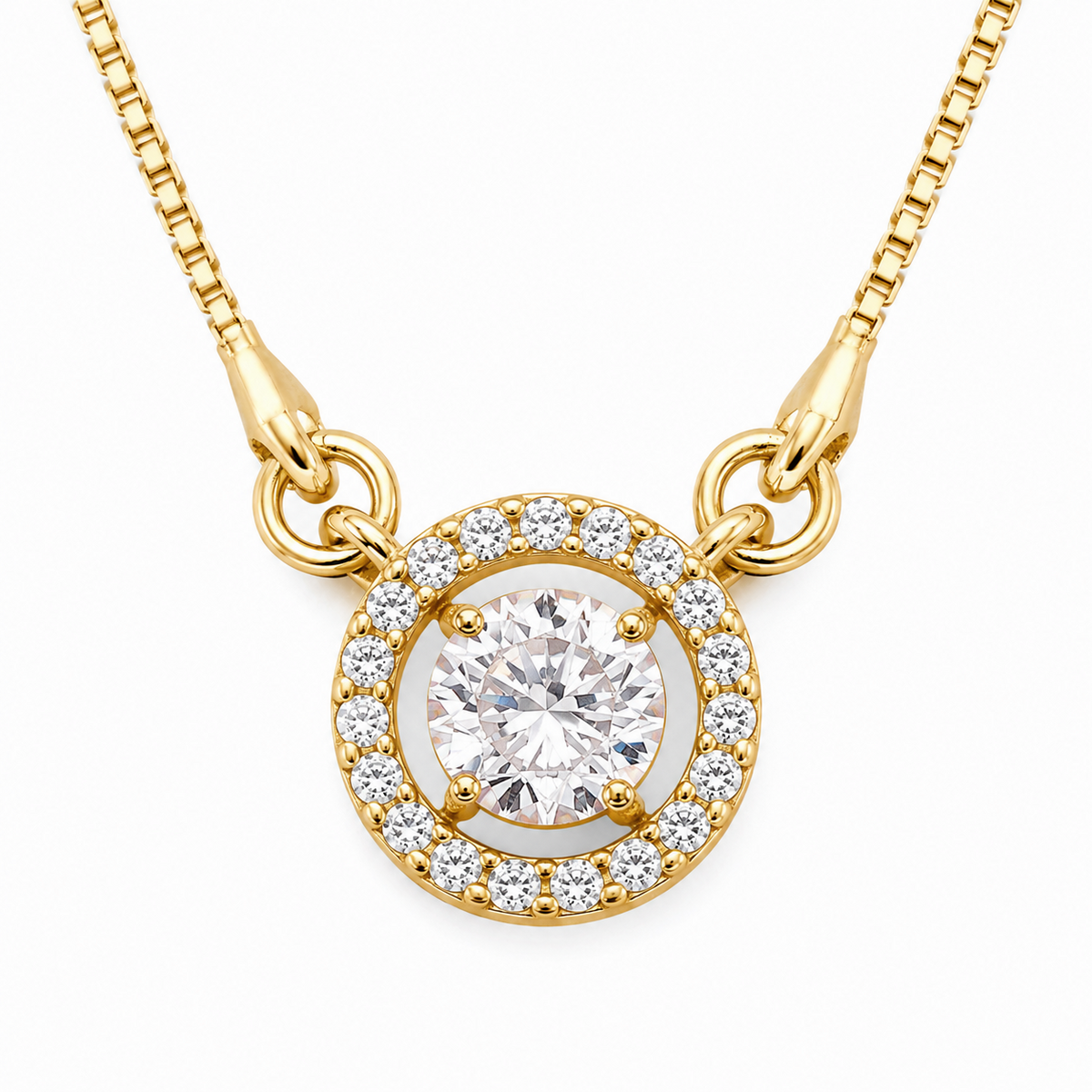 Premium Round CZ Necklace with Brilliant Center Stone