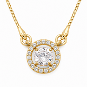 Premium Round CZ Necklace with Brilliant Center Stone