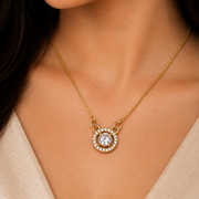 Premium Round CZ Necklace with Brilliant Center Stone