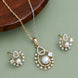 Round Floral Pattern Pearl American Diamond Jewellery Set