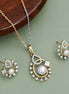 Round Floral Pattern Pearl American Diamond Jewellery Set