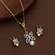Floral Butterfly Pearl CZ Necklace & Earrings Set