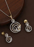 Bird Pattern Pearl American Diamond Jewellery Set