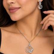 Bird Pattern Pearl American Diamond Jewellery Set