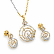 Bird Pattern Pearl American Diamond Jewellery Set