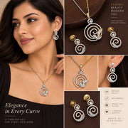 Bird Pattern Pearl American Diamond Jewellery Set