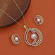 Gold & Silver Plated Pearl Double Circle Pattern CZ Pendant Set