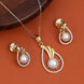 Gold & Silver Plated Teardrop Pearl American Diamond Pendant Set