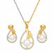 Gold & Silver Plated Teardrop Pearl American Diamond Pendant Set