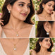 Gold & Silver Plated Teardrop Pearl American Diamond Pendant Set