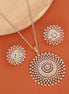 Gold Plated Floral Sun Pattern American Diamond Pendant Set