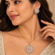 Gold Plated Floral Sun Pattern American Diamond Pendant Set