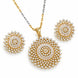 Gold Plated Floral Sun Pattern American Diamond Pendant Set