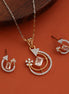 Gold & Silver Plated Round Geometric Pattern American Diamond Pendant Set