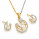 Gold & Silver Plated Round Geometric Pattern American Diamond Pendant Set