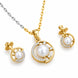 Gold & Silver Plated Pearl Circular Pattern CZ Pendant Set