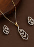 Gold & Silver Plated Interlocking Leaf Pattern CZ Pendant Set