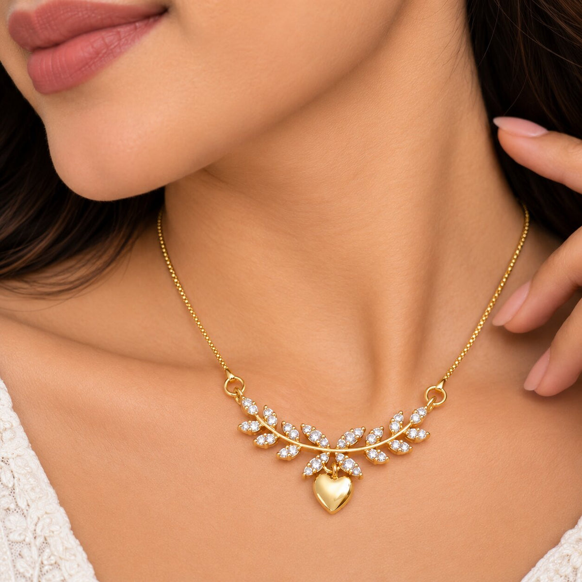 Sparkling Stone Studded Heart Charm Pendant Jewellery