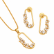 Gold Plated Gemstone Safety-Pin Pattern Jewelry Set