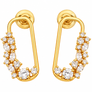 Gold Plated Gemstone Safety-Pin Pattern Jewelry Set