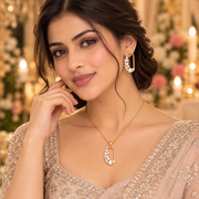 Gold Plated Gemstone Safety-Pin Pattern Jewelry Set