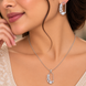 Rhodium Plated CZ Stone Safety Pin Pattern Necklace Set
