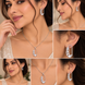 Rhodium Plated CZ Stone Safety Pin Pattern Necklace Set