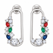 Rhodium Plated CZ Stone Safety Pin Pattern Necklace Set