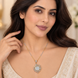 Antique Coin Design Floral CZ Pendant Necklace