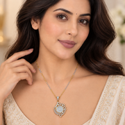 Antique Coin Design Floral CZ Pendant Necklace