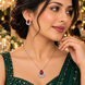 Rhodium Plated Teardrop Floral Leaf Pattern Necklace Set