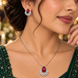 Rhodium Plated Teardrop Floral Leaf Pattern Necklace Set