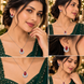 Rhodium Plated Teardrop Floral Leaf Pattern Necklace Set