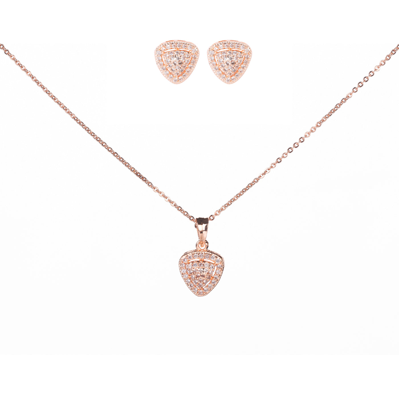 Rose Gold Locket Set with Intricate Pattern - Opal Touch