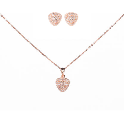 Rose Gold Locket Set with Intricate Pattern - Opal Touch